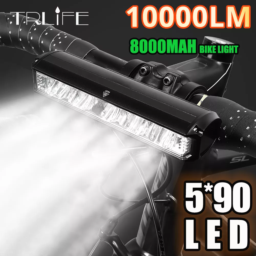TRLIFE 자전거 전조등, 10000LM, 방수 자전거 라이트, 8000mah 5 * P90 손전등, USB 충전, MTB 로드 사이클링 램프 액세서리 title=TRLIFE 자전거 전조등, 10000LM, 방수 자전거 라이트, 8000mah 5 * P90 손전등, USB 충전, MTB 로드 사이클링 램프 액세서리 