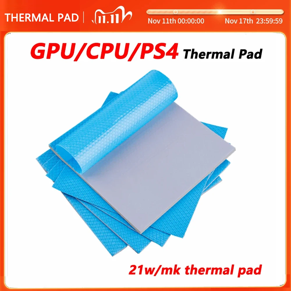 고품질 열 전도성 실리콘 패드, CPU 방열판 냉각, 21W/mK 100x100mm title=고품질 열 전도성 실리콘 패드, CPU 방열판 냉각, 21W/mK 100x100mm 