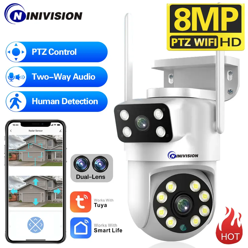 투야 스마트 라이프 듀얼 렌즈 PTZ WIIF 카메라, 듀얼 스크린, 인간 자동 추적, 야외 보안 비디오 감시 카메라, 4K 8MP title=투야 스마트 라이프 듀얼 렌즈 PTZ WIIF 카메라, 듀얼 스크린, 인간 자동 추적, 야외 보안 비디오 감시 카메라, 4K 8MP 