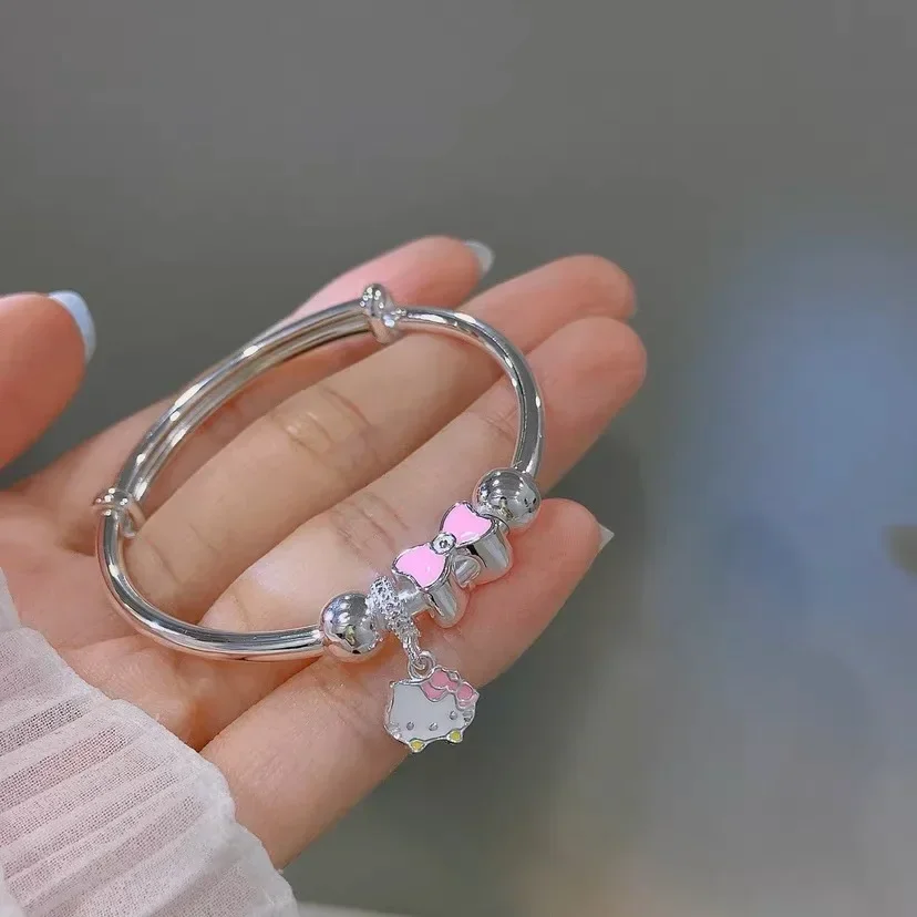 헬로키티 Y2k 조절식 펜던트 팔찌, 귀여운 팔찌, 만화 패션 소녀 쥬얼리, 생일 크리스마스 여자 선물, 2024 신제품