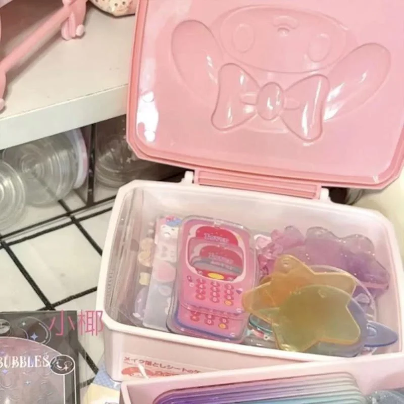 가와이 산리오스 마이 멜로디 보관함 애니메이션 KT 고양이 클램 쉘 면봉 문구 헤드피스 보관함 선물 소녀 용 장난감