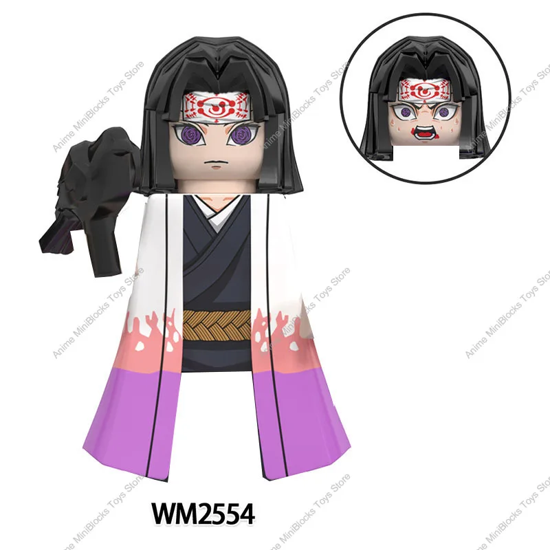 WM6162 악마 슬레이어 다키 기유타로 도우마 키부츠지 무잔 교코 빌딩 블록, 만화 미니 피규어 액션 장난감 브릭, 어린이