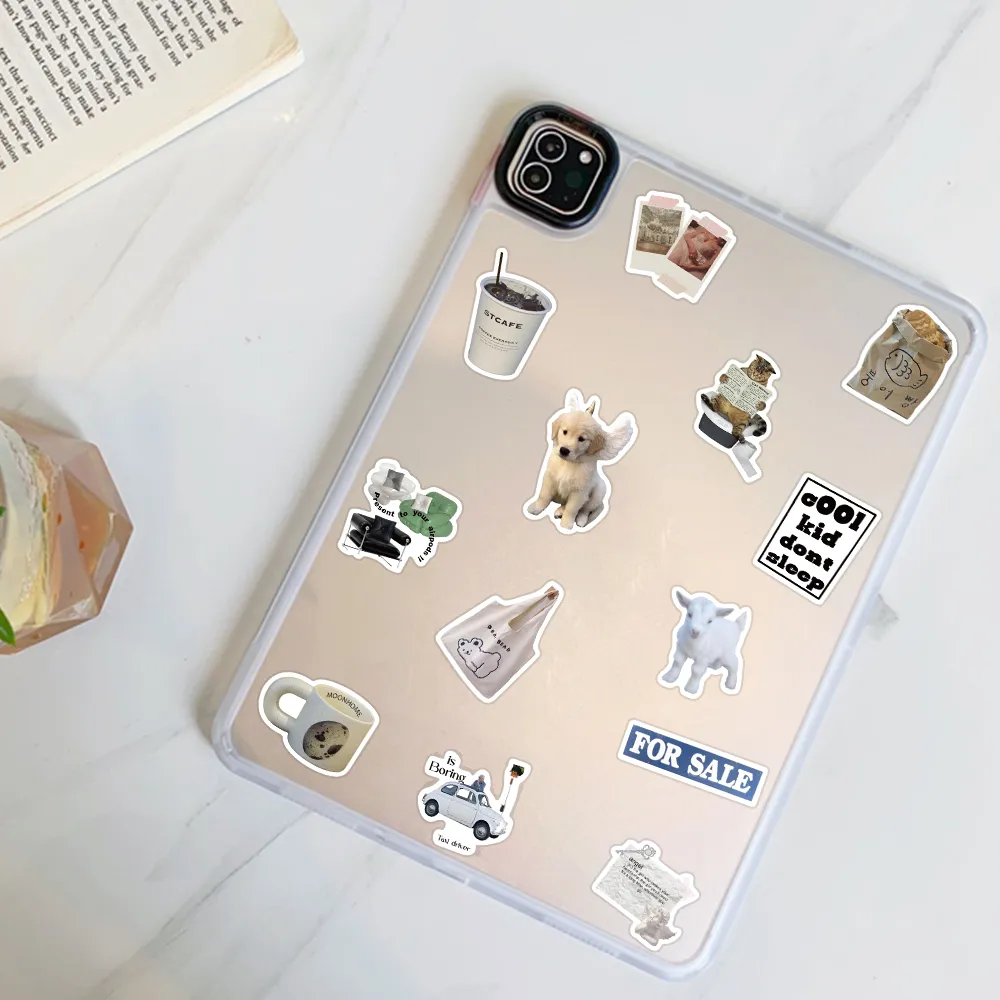 인스 스타일 빈티지 스티커, 한국 만화 미학 데칼, 전화 스크랩북 노트북 냉장고 자동차 그래피티 스티커, 어린이 장난감, 57 개