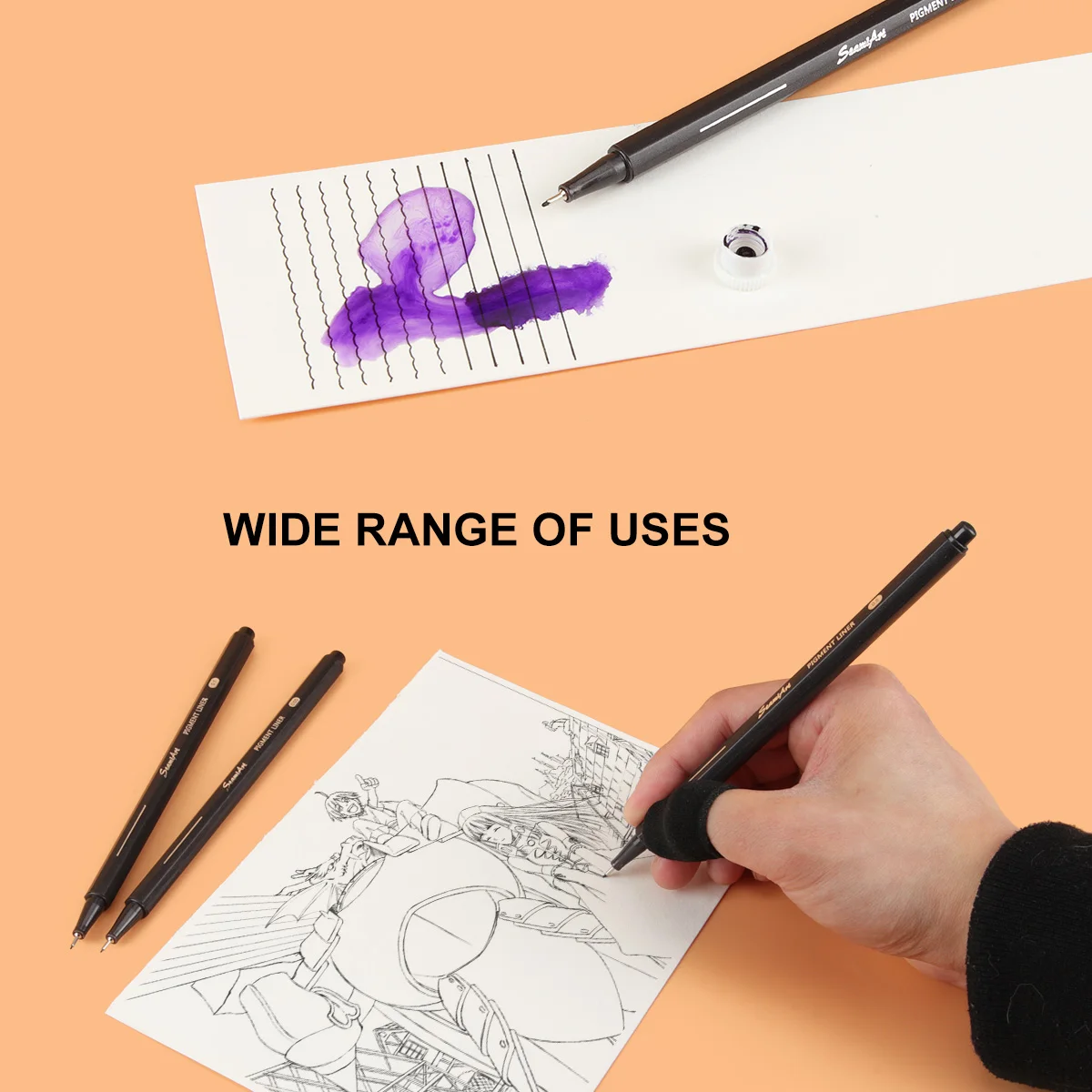 1/3/6/10pcs 안료 Fineliner Pigma Micron 잉크 마커 펜 0.05 0.1 0.2 0.3 0.4 0.5 0.6 0.8 1.0 브러쉬