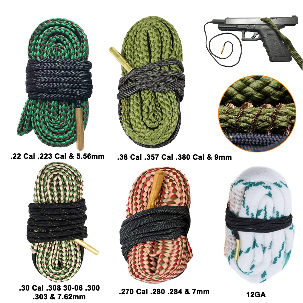 총 청소 키트 도구 소총 배럴 구경 로프 22 Cal.223 Cal.38 Cal 및 5.56mm,7.62mm,12GA, 에어소프트 사냥 총 배럴 클리너 title=총 청소 키트 도구 소총 배럴 구경 로프 22 Cal.223 Cal.38 Cal 및 5.56mm,7.62mm,12GA, 에어소프트 사냥 총 배럴 클리너 