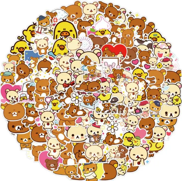 Rilakkuma 스노우 보드 노트북 수하물 냉장고용 자동차 스타일링 비닐 데칼 홈 데코 스티커, 10 개, 30 개, 50 개, 100 개