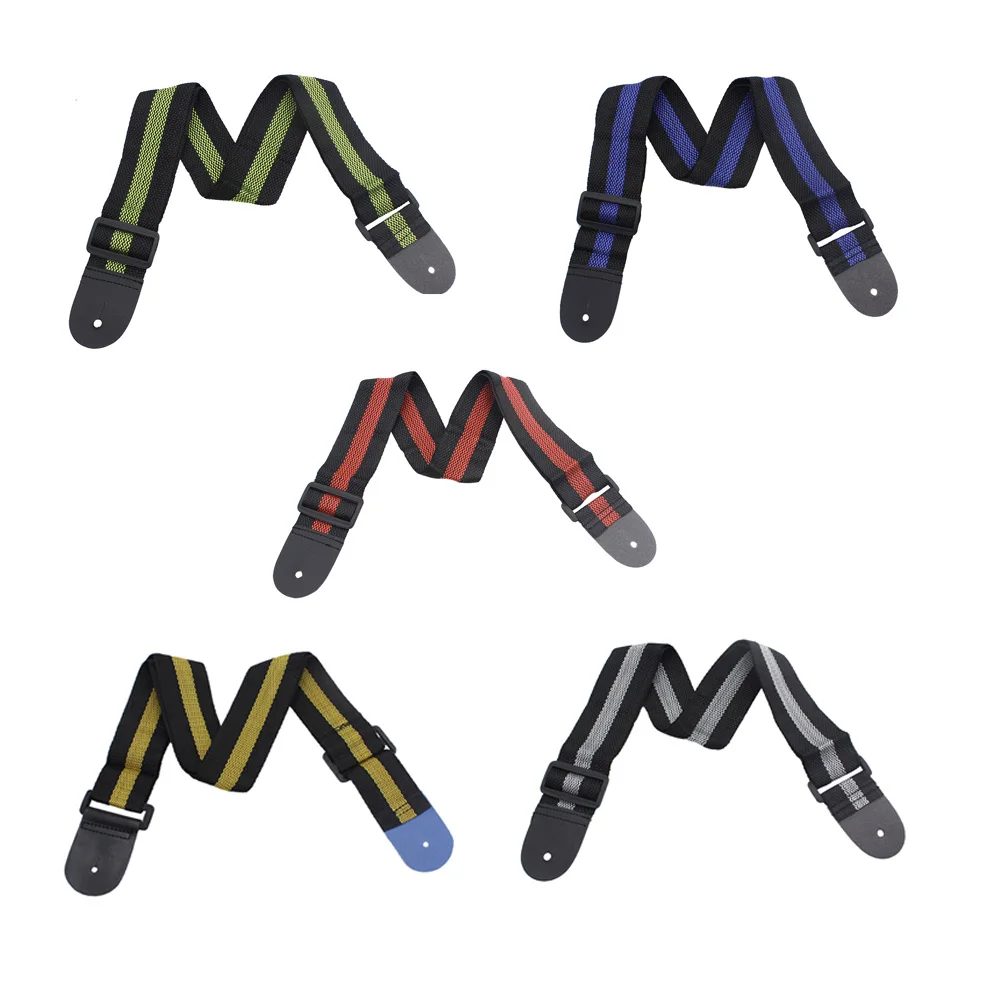 기타 스트랩 액세서리, 컬러풀 스트라이프, 조절 가능한 벨트, 나일론 가죽, 포크우드, 일렉트릭 기타 스트랩 액세서리, 1 개