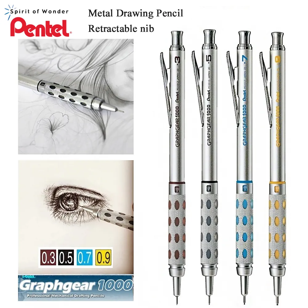 일본 Pentel Graphgear PG1000, 0.3 ~ 0.9mm, 드로잉 기계식 금속 막대 연필 Pg 1013, 1015, 1017/1019 학생 사무실 디자인 아티스트 title=일본 Pentel Graphgear PG1000, 0.3 ~ 0.9mm, 드로잉 기계식 금속 막대 연필 Pg 1013, 1015, 1017/1019 학생 사무실 디자인 아티스트 