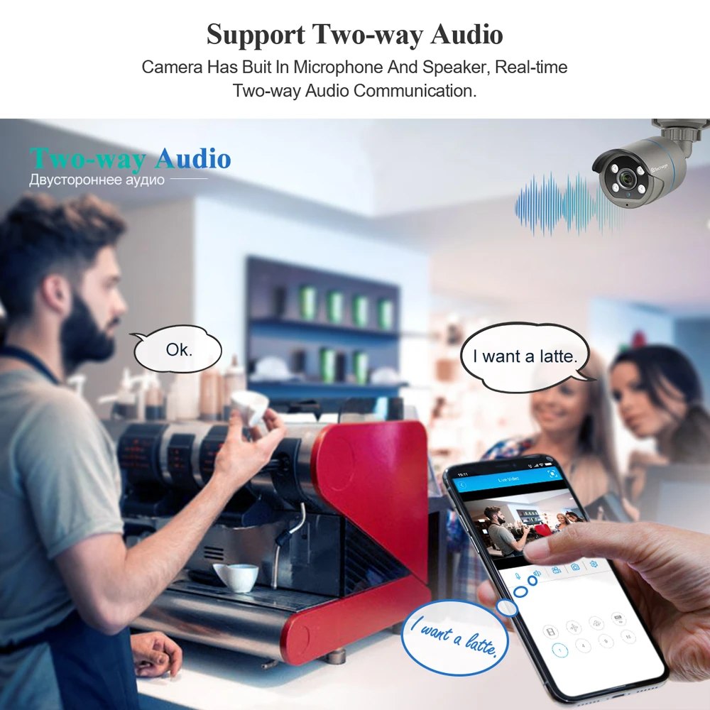 Techage-보안 카메라 시스템, POE NVR 키트, 8 채널, 4mp, P2P, CCTV 비디오 감시, 야외 오디오 기록, IP 카메라