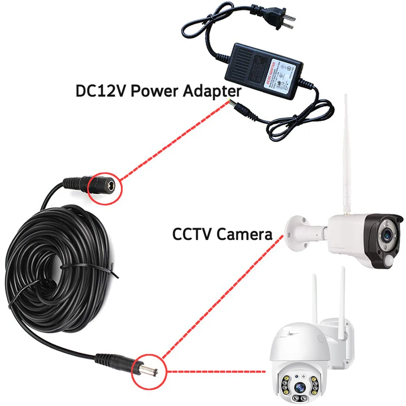 CCTV 보안 와이파이 IP 카메라용 전원 연장 케이블, 12V DC 어댑터와 호환 가능, 5 미터, 16ft, 5.5mm x 2.1 소켓 커넥터