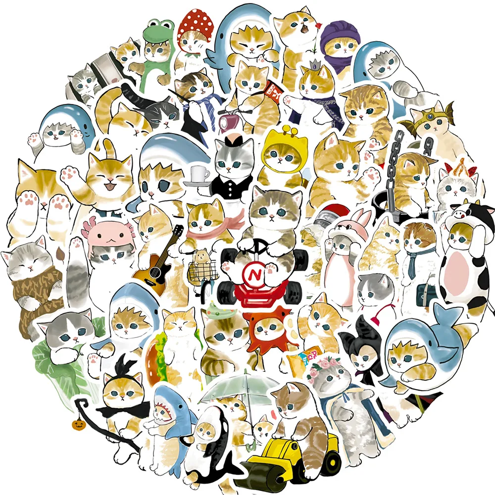 10/30/50PCS 귀여운 고양이 의상 PVC 낙서 스티커 미적 컬러 장식 스크랩북 DIY 어린이 전화 편지지 공급 title=10/30/50PCS 귀여운 고양이 의상 PVC 낙서 스티커 미적 컬러 장식 스크랩북 DIY 어린이 전화 편지지 공급