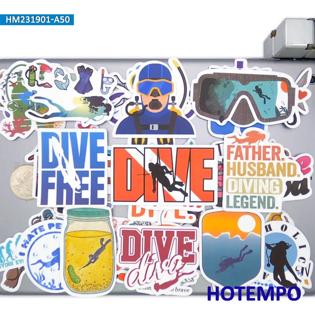20/30/50 개, 스쿠버 다이빙 스티커, 다이버 스타일, 수중 탐험, 재미있는 데칼, 전화, 노트북, 자전거, 자동차, 오토바이, 기타, 헬멧, 스크랩북, 수하물 스티커