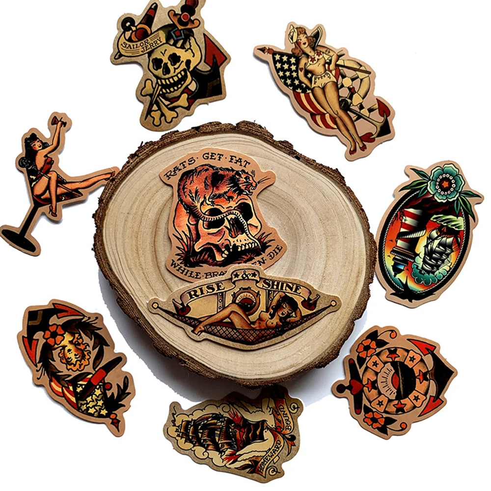 레트로 올드 스쿨 타투 스타일 스티커, DIY 스케이트보드 자동차 휴대폰 노트북 수하물 방수 스티커 장난감, 10 30 50 개