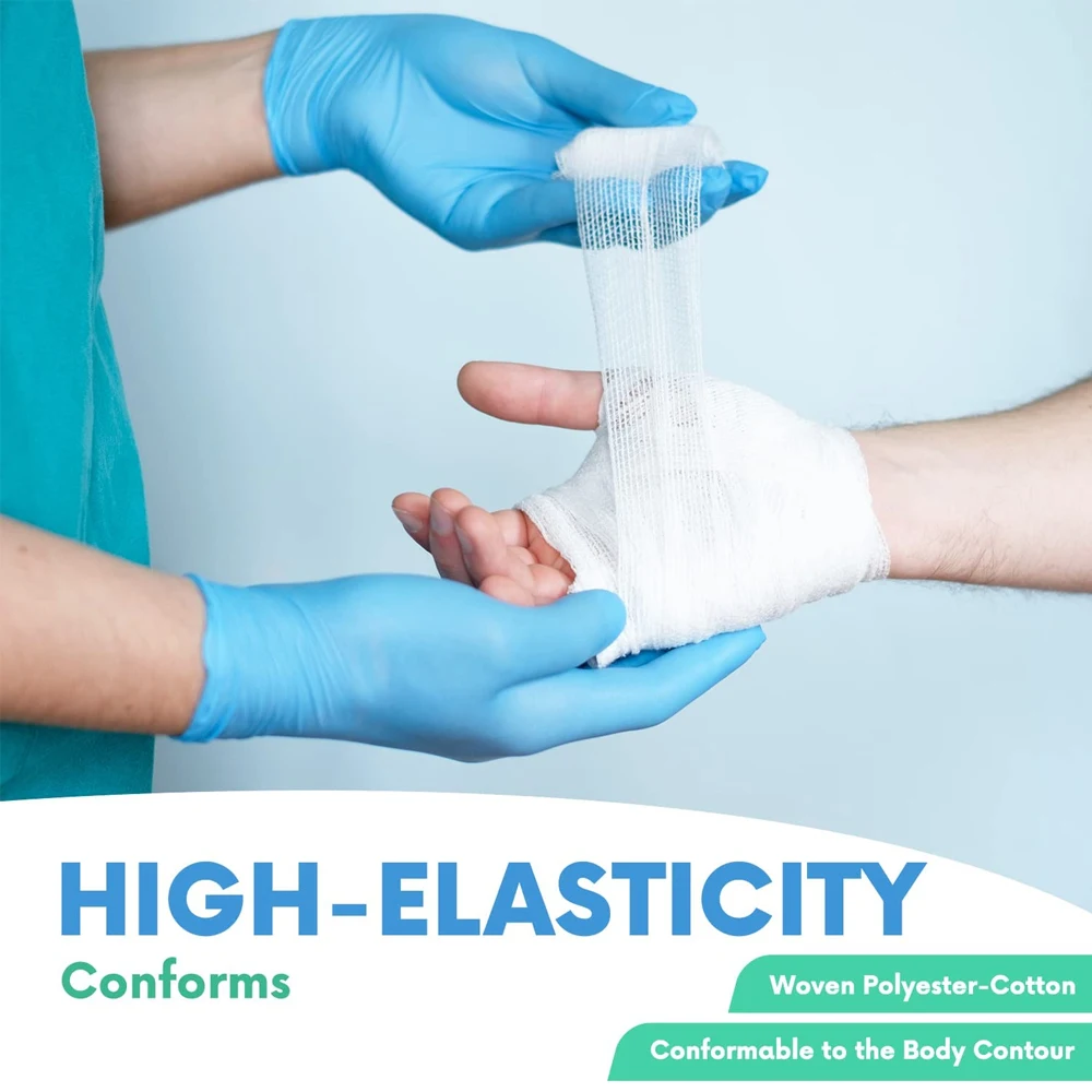 일회용 응급처치 상처 드레싱, 찢어짐 방지 붕대 롤, 고정 흡수성 면, 1/5/10 롤