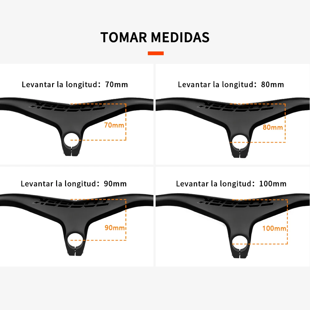 TOSEEK 산악 자전거 부품용 탄소 MTB 핸들바 및 스템 28.6mm -17 ° 통합 핸들바 660 ~ 800-70/80/90/100mm
