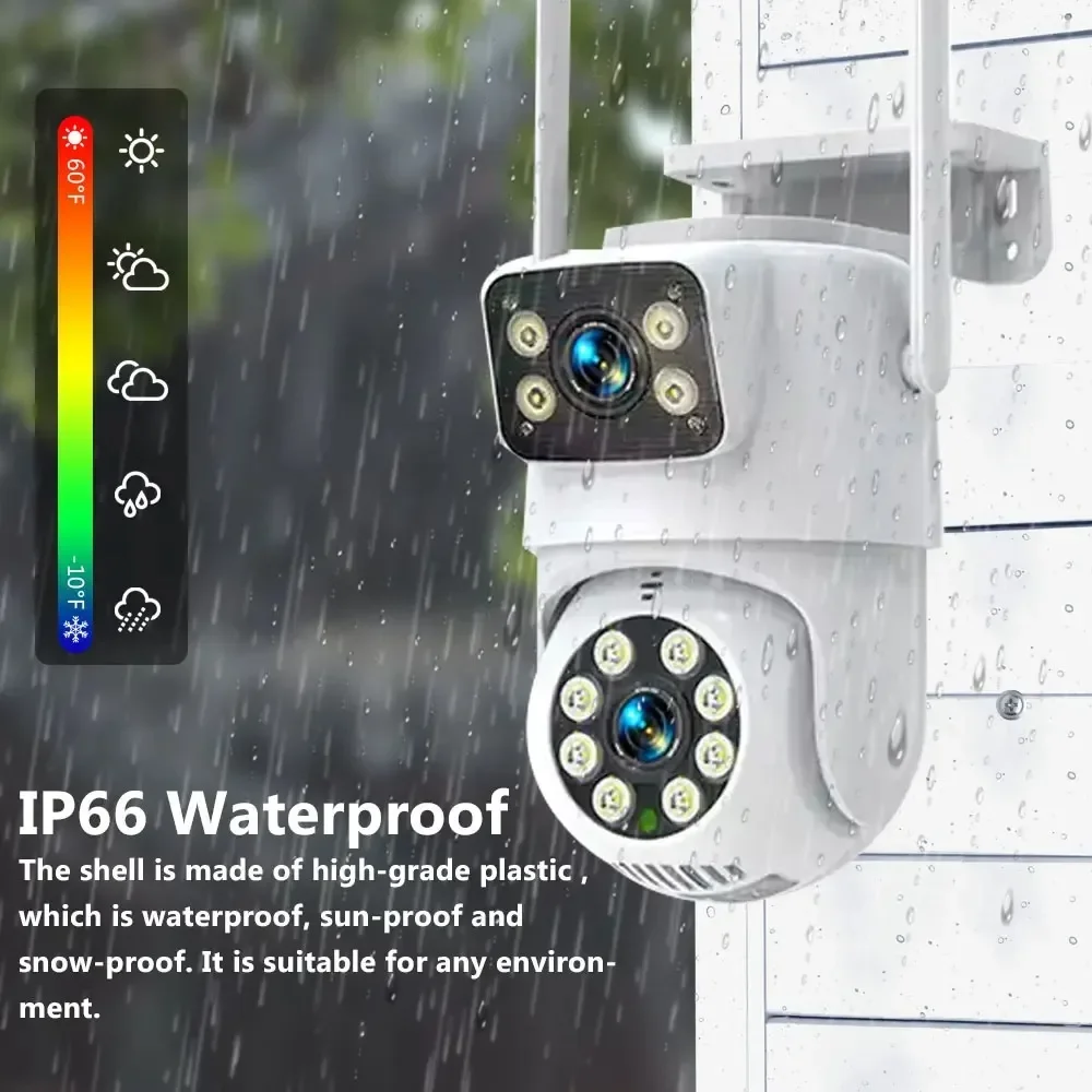 투야 스마트 라이프 듀얼 렌즈 PTZ WIIF 카메라, 듀얼 스크린 인간 자동 추적, 야외 보안 비디오 감시 카메라, 4K 8MP