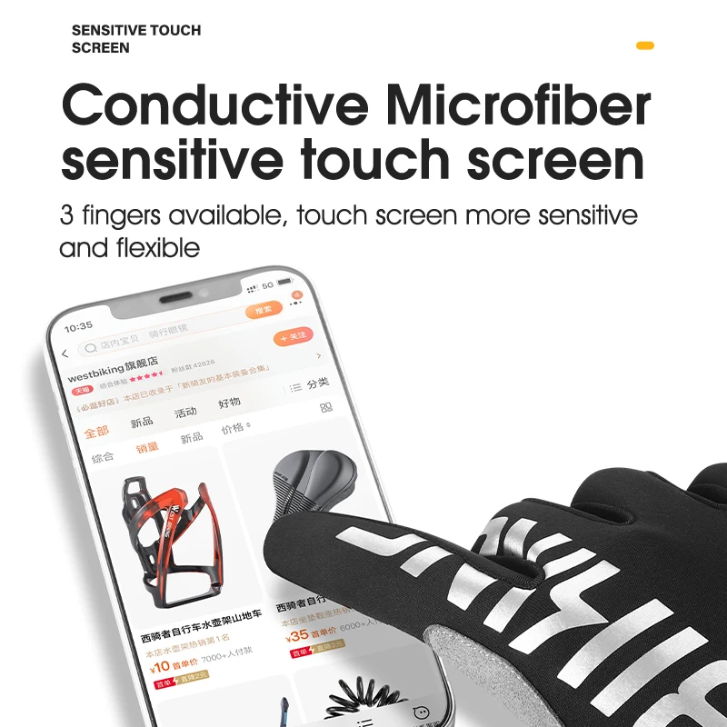 WEST BIKING 가을 겨울 열 자전거 장갑, 터치 스크린, 남녀공용 MTB 장갑, 용수철 여름 스포츠 피트니스 사이클링 장갑