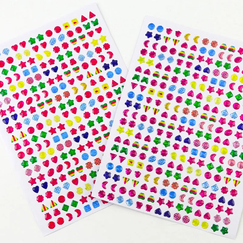 여아용 반짝이 크리스탈 스티커 귀걸이, 3D 보석 스티커, 네일 귀걸이, 공주 메이크업 장난감 선물