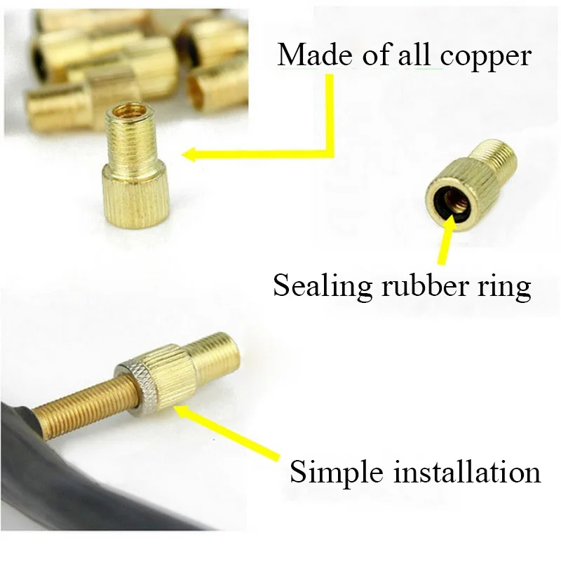 F/V에서 A/V 밸브 어댑터, 자전거 값 변환기, Presta to Schrader 골든 자전거 타이어, 프랑스 밸브 어댑터, 자전거 액세서리, 1/5PC
