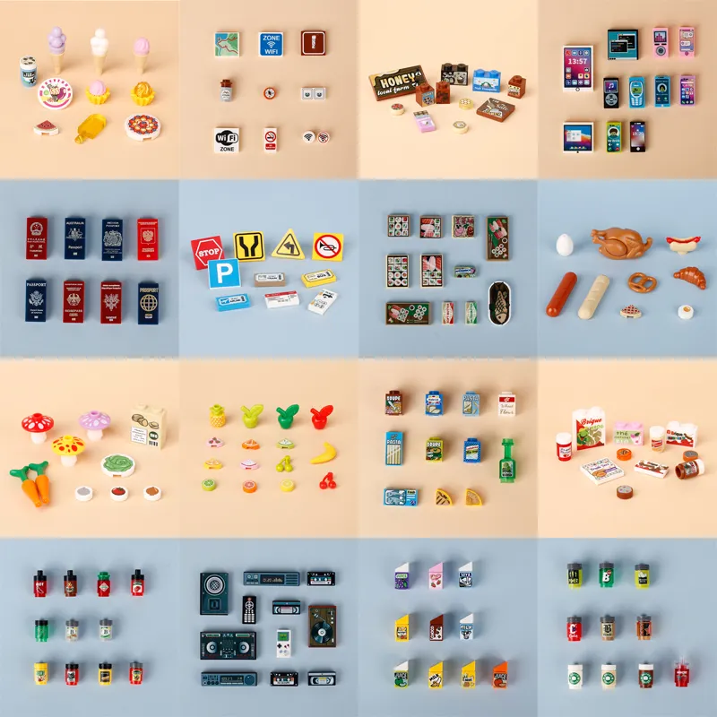 MOC 인쇄 부품 피규어 액세서리, 빌딩 블록 영화 포스터, 조미료 병 음식 사인 장식 소품, 미니 벽돌 장난감 title=MOC 인쇄 부품 피규어 액세서리, 빌딩 블록 영화 포스터, 조미료 병 음식 사인 장식 소품, 미니 벽돌 장난감