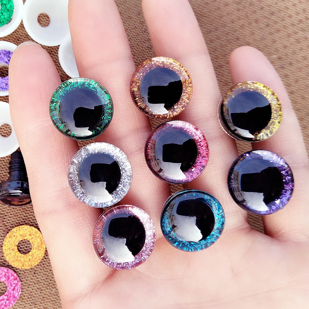 투명 3D 반짝이 플라스틱 안전 눈, 크로셰 장난감 공예 인형, 동물 아기 안전 눈 만들기, 10mm, 12mm, 14mm, 16mm, 18mm, 20mm, 25mm, 30mm, 35mm, 20 개