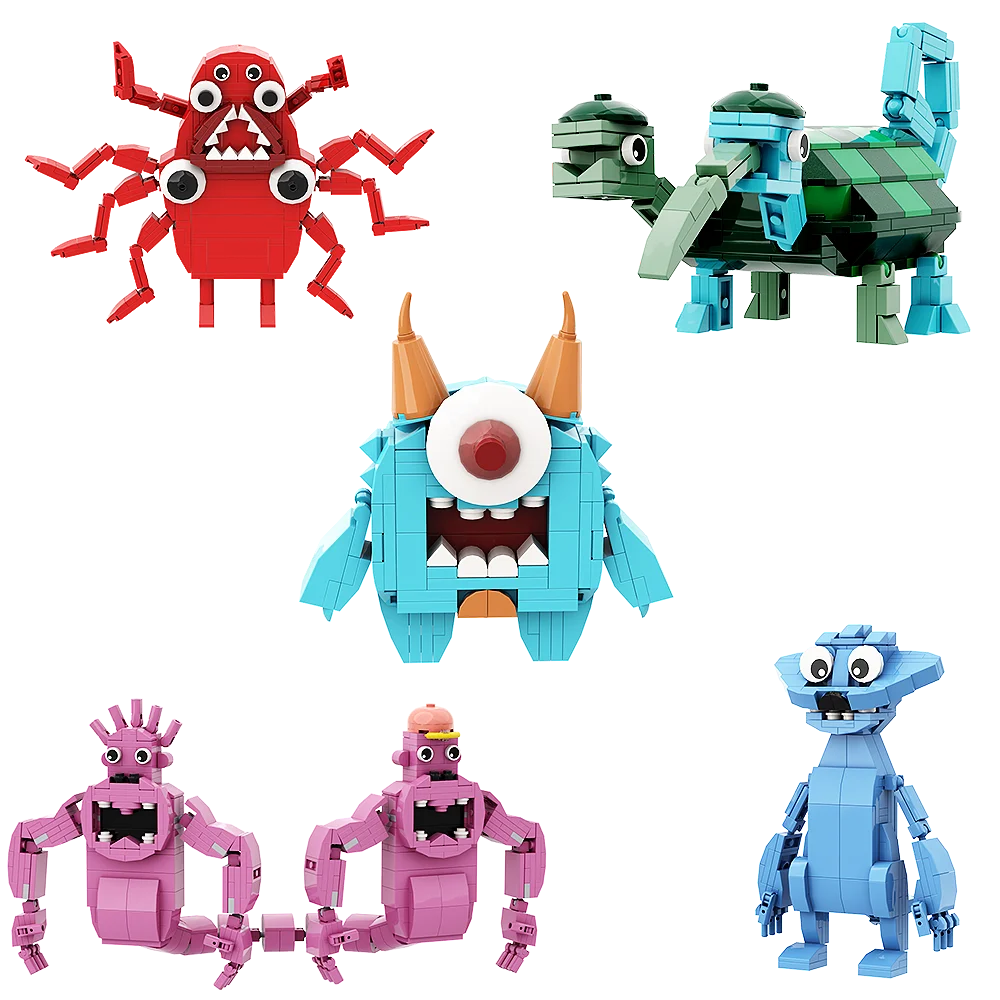 Gobrics 녹색 머리 괴물 플라밍고 MOC 모델 빌딩 블록, 반반 브릭 게임, 어린이 교육 선물