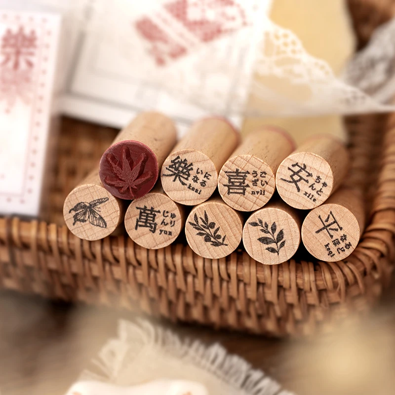 Yoofun-식물 꽃 잎 나비 단어 나무 고무 스탬프 DIY 스크랩북 저널 장식, 학교 용품, 4 개/디자인