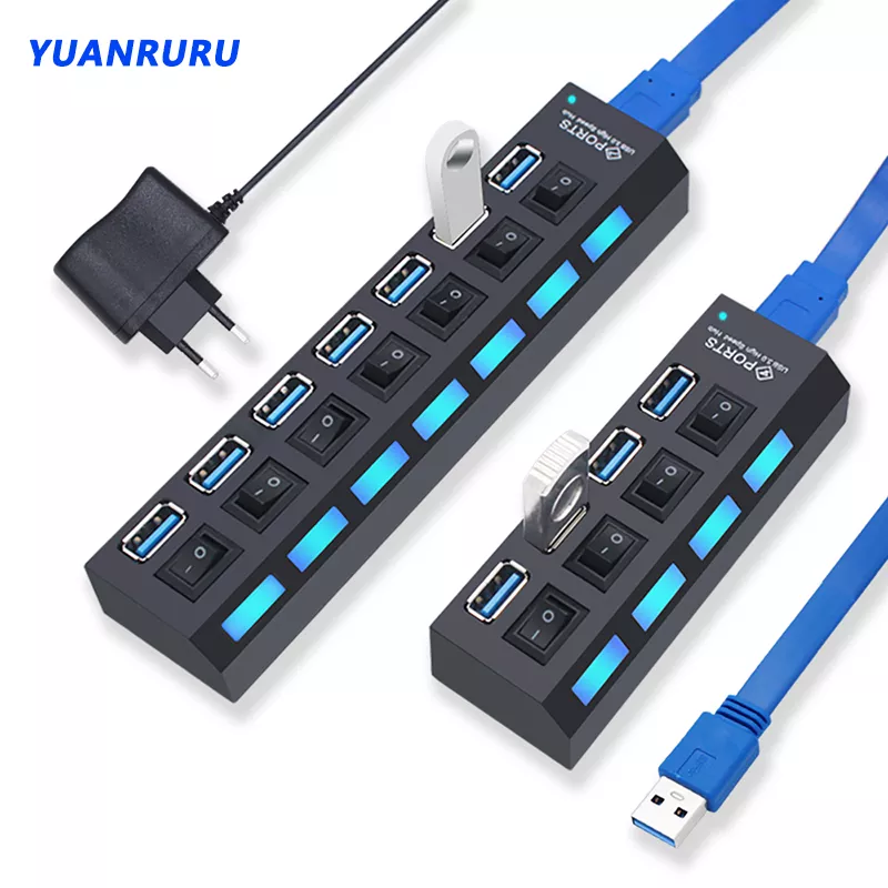 USB 허브 3.0 허브 USB 2.0 멀티 USB 분배기 전원 어댑터, 4/7 포트 다중 확장기 2.0, PC 액세서리용 스위치 포함, USB 3 title=USB 허브 3.0 허브 USB 2.0 멀티 USB 분배기 전원 어댑터, 4/7 포트 다중 확장기 2.0, PC 액세서리용 스위치 포함, USB 3