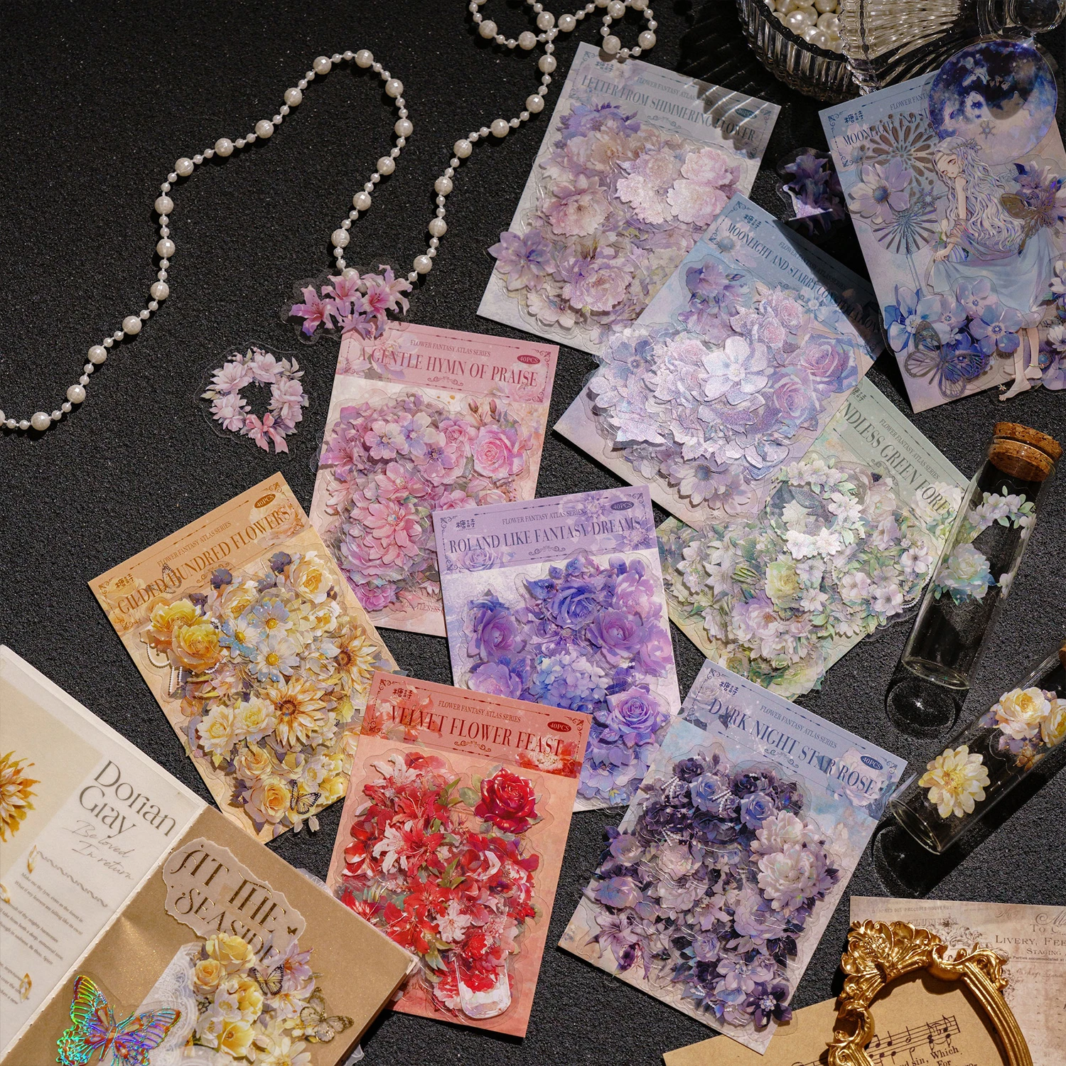 INS 아름다운 꽃 스티커 팩 스틱 라벨, 장식 일기 앨범 스크랩북 재료, 정크 저널 용품, 40 개 title=INS 아름다운 꽃 스티커 팩 스틱 라벨, 장식 일기 앨범 스크랩북 재료, 정크 저널 용품, 40 개 