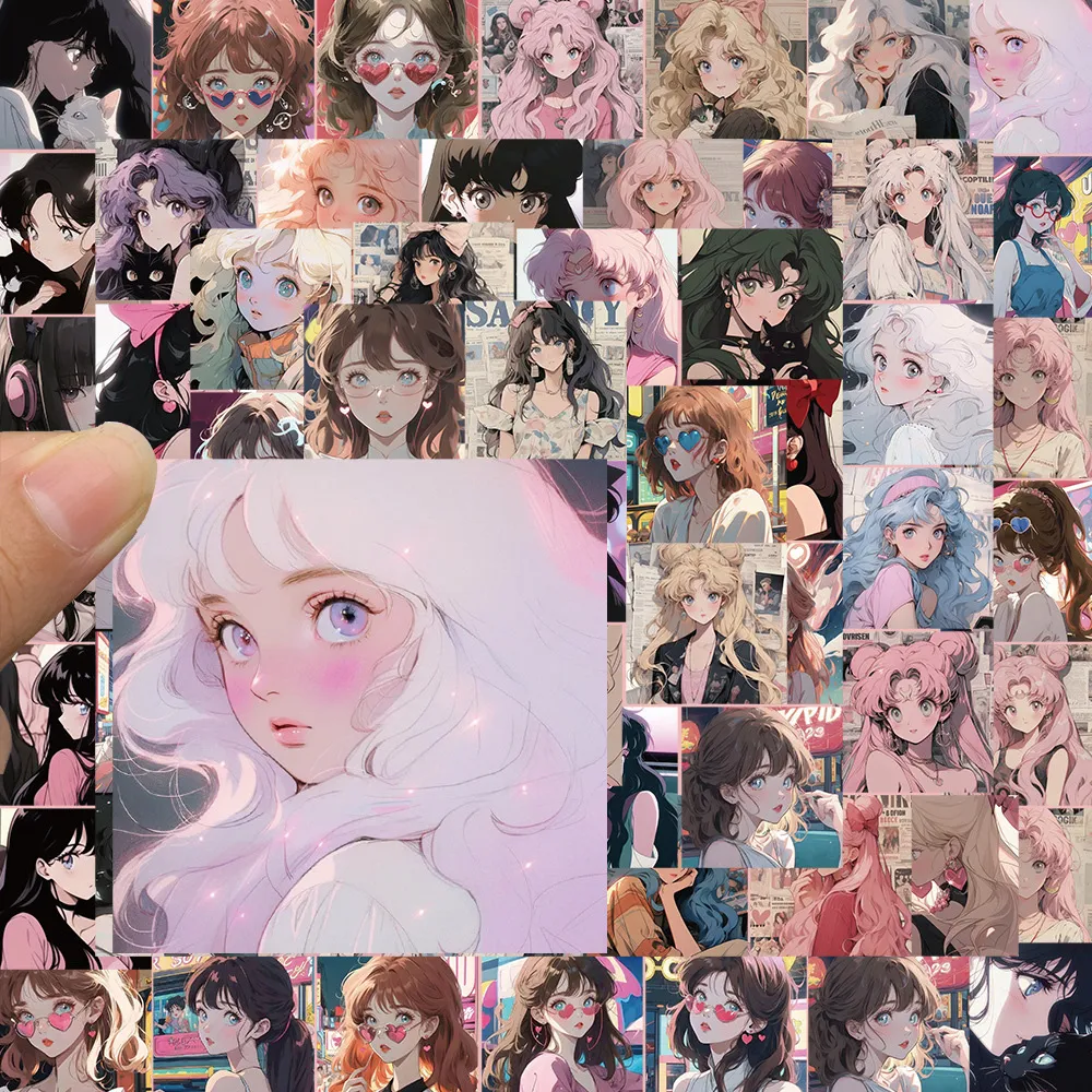 INS 레트로 소녀 머리 초상화 스티커, DIY 휴대폰 노트북 수하물 스케이트보드 그래피티 데칼, 재미있는 어린이 장난감, 10 개, 30 개, 62 개