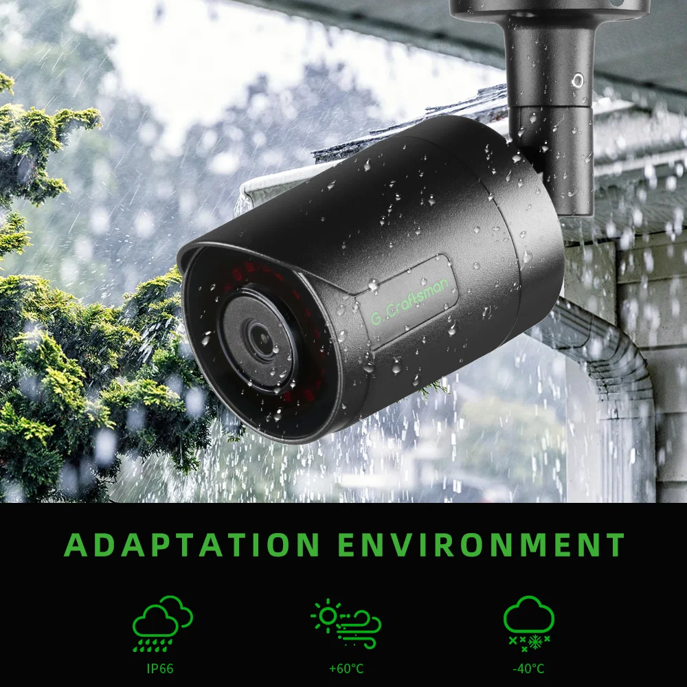 G.Craftsman POE IP 카메라 키트 시스템, CCTV 보안, AI 사람 차량 감지, 오디오 감시 비디오 링크, 6MP