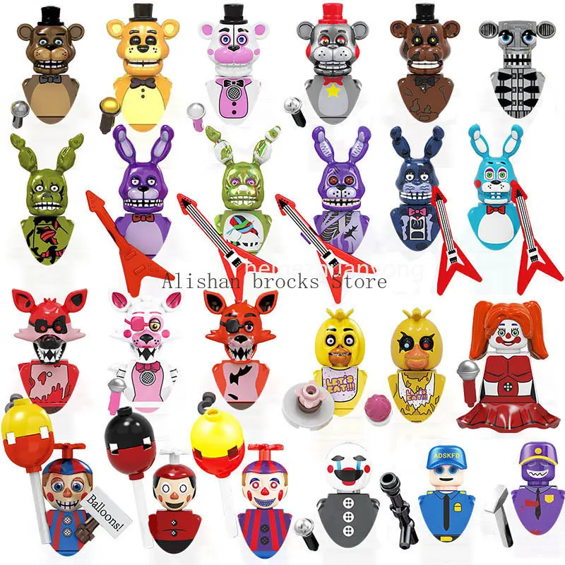 FNAF Five Nightdyed 빌딩 블록 브릭, 치카 폭시 스프린트 브릭 피규어, 어린이 선물 장난감, 브릭 재고 있음 title=FNAF Five Nightdyed 빌딩 블록 브릭, 치카 폭시 스프린트 브릭 피규어, 어린이 선물 장난감, 브릭 재고 있음 