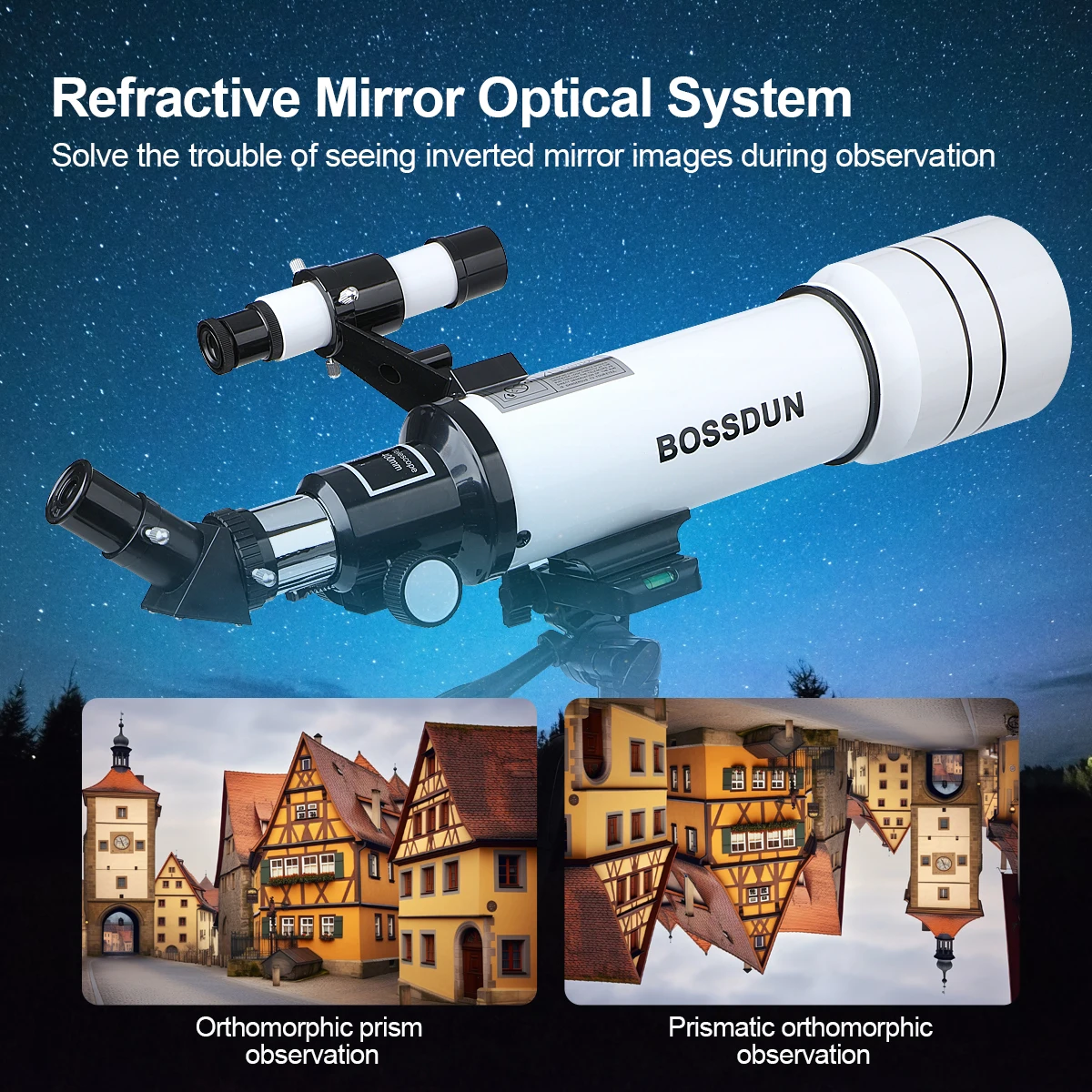 Bossdun 전문가용 천체 망원경, 우주 달 별보기, 심우주 단안, 최고의 선물, 333X