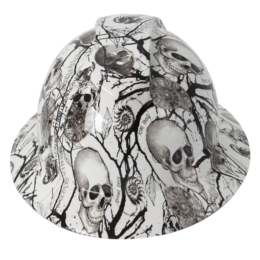 탄소 섬유 해골 패턴 풀 브림 하드 햇, 엔지니어 건설 안전 헬멧, ABS 조정 가능 ANSI 하드 햇 보호