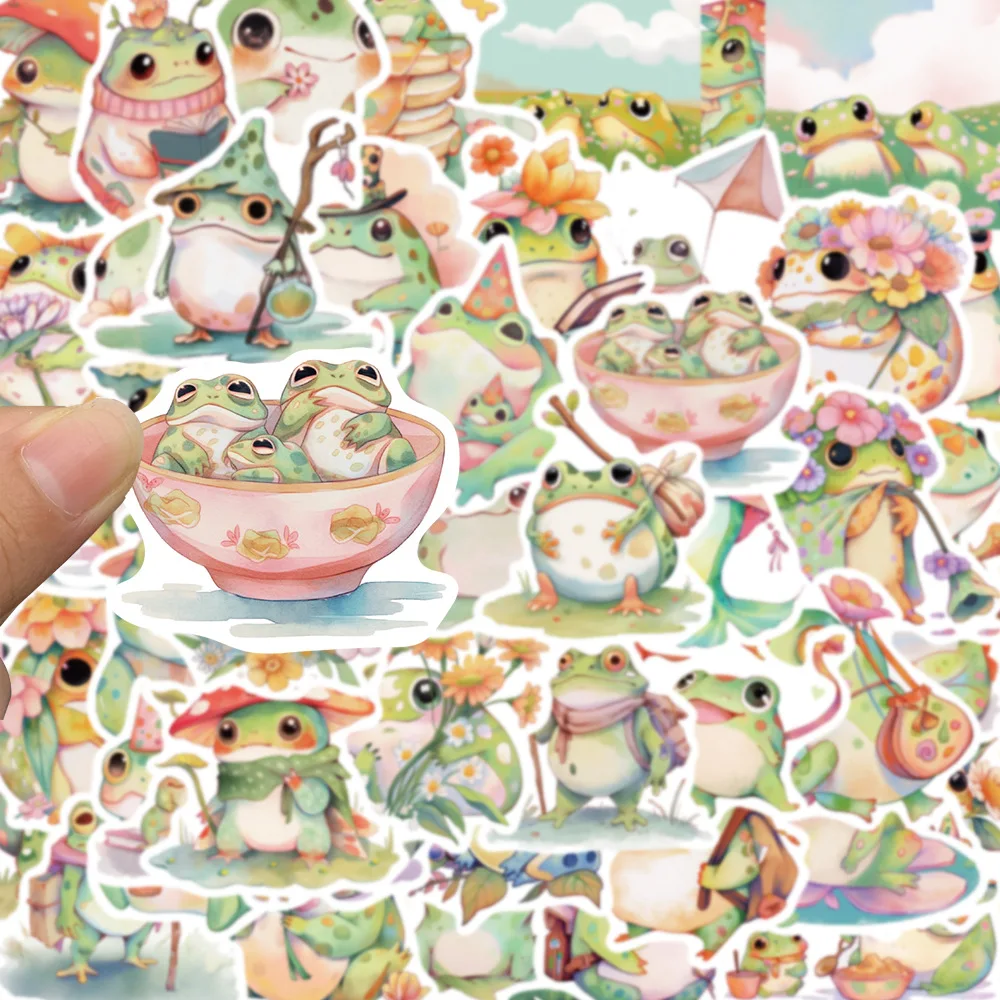귀여운 만화 다채로운 재미있는 팻 개구리 스티커, DIY 노트북 수하물 스케이트보드 그래피티 데칼, 재미있는 어린이 선물, 10 개, 30 개, 50 개