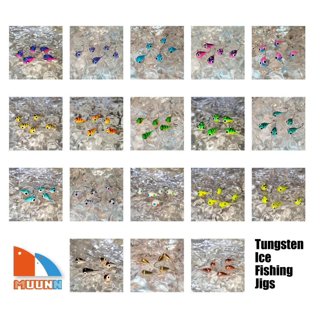 MUUNN 텅스텐 얼음 지그 하야부사 후크, UV 글로우 다채로운 겨울 낚시 후크, 퍼치 크래피 블루길 루어 태클, 2.7mm-6mm, 5 개