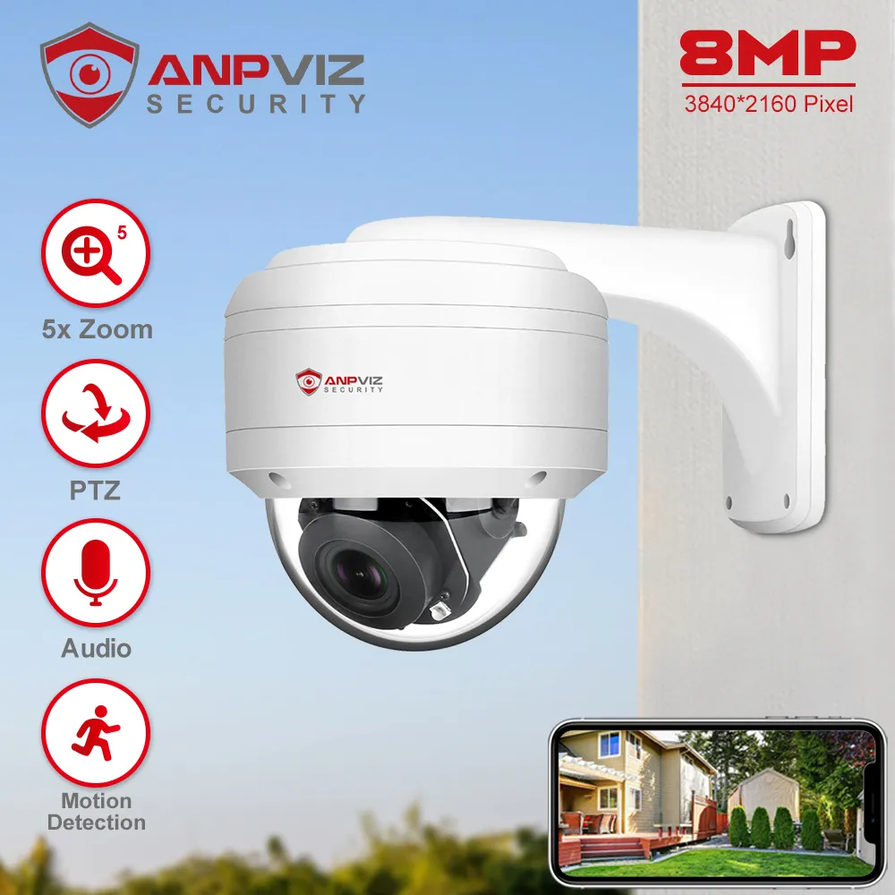 Anpviz 스마트 POE IP PTZ 카메라, 야외 보안, 5 배 줌 오디오 카메라, IR 30m, Danale 보안 보호, 사람 감지, 4k 8MP title=Anpviz 스마트 POE IP PTZ 카메라, 야외 보안, 5 배 줌 오디오 카메라, IR 30m, Danale 보안 보호, 사람 감지, 4k 8MP 