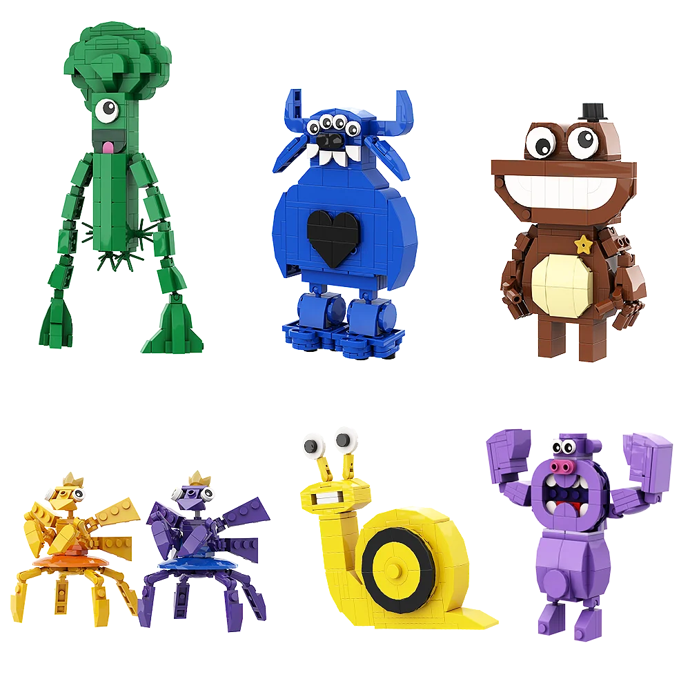 Gobrics 녹색 머리 괴물 플라밍고 MOC 모델 빌딩 블록, 반반 브릭 게임, 어린이 교육 선물
