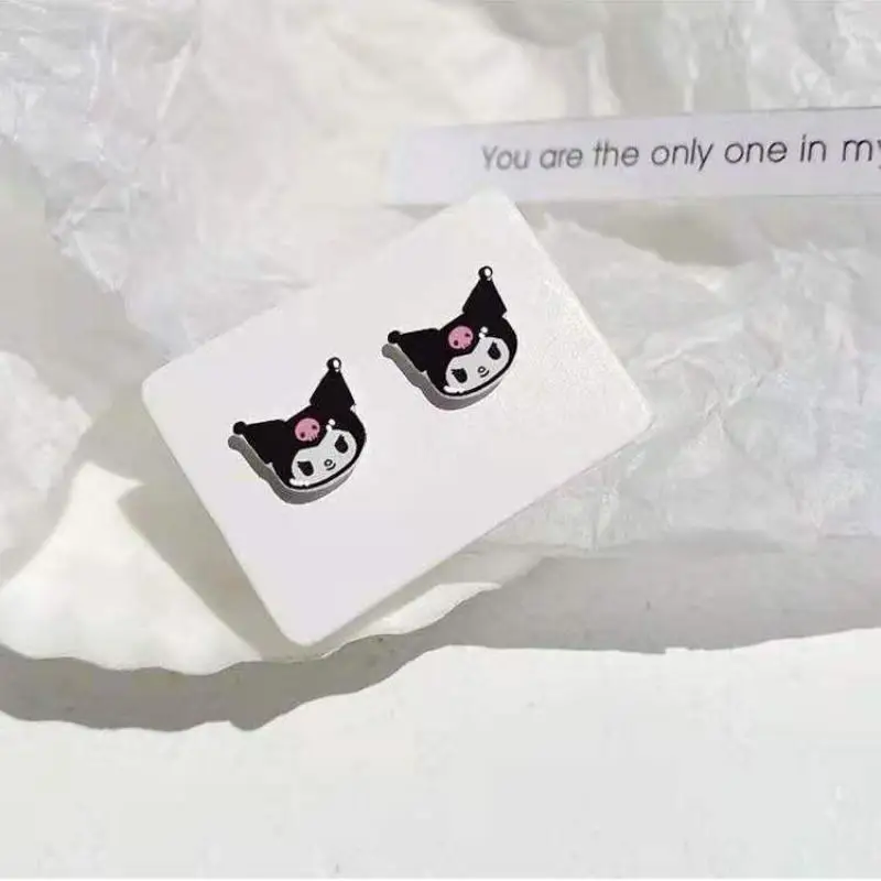 산리오 이어 스터드 귀여운 쿠로미, 귀여운 아름다움, S925 실버 바늘 패션, 저자극성 쥬얼리, 심플 귀걸이, 소녀 선물