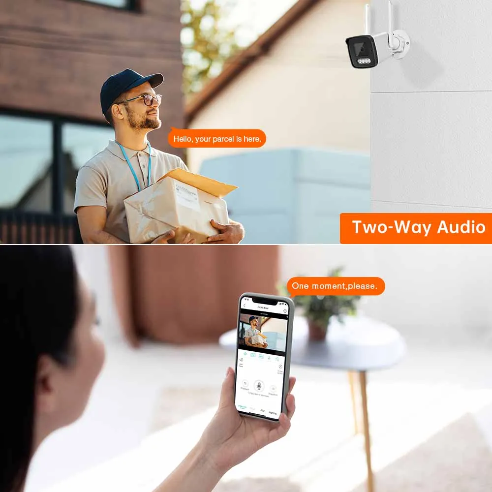 BESDER 8MP 오디오 불릿 IP 카메라, 와이파이 무선 AI 인간 감지, iCSee 4K CCTV 야외 감시 카메라, SD 카드 슬롯 포함