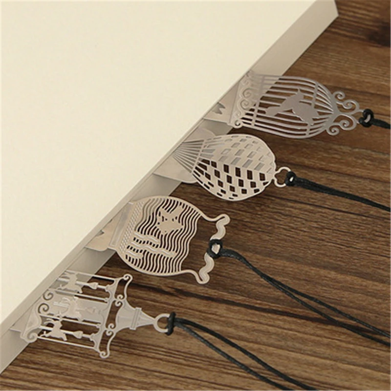 귀여운 귀여운 크리에이티브 말 새장, 할로우 메탈 북마크 눈금자, 어린이 학생 선물, 학용품, 4 개/로트