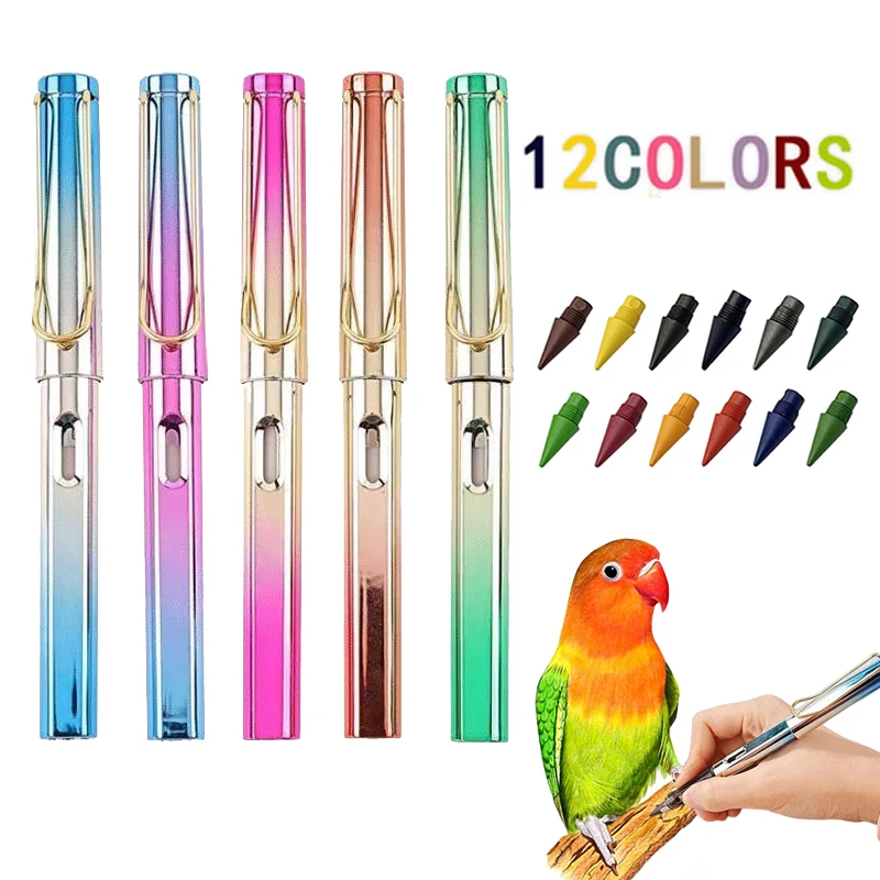 다채로운 영원한 연필 잉크 펜 없음, 12 색 교체 가능한 펜촉, 학교 미술 스케치 문구 선물, 카와이 그림 용품, 13 개 title=다채로운 영원한 연필 잉크 펜 없음, 12 색 교체 가능한 펜촉, 학교 미술 스케치 문구 선물, 카와이 그림 용품, 13 개