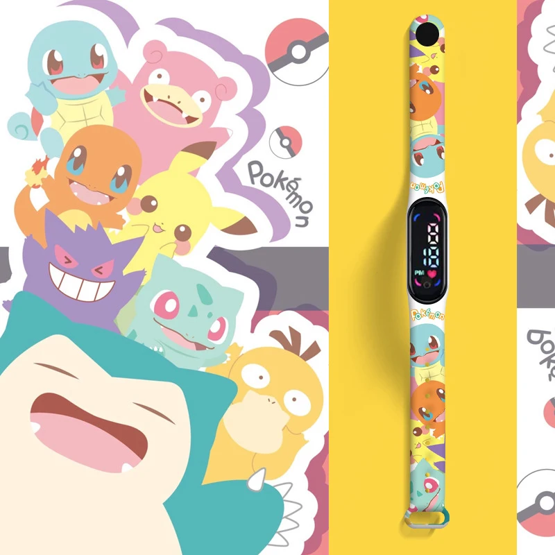 포켓몬 어린이 시계, 애니메이션 캐릭터, 피카츄 꼬부기, 이상해씨, 파이리, LED 방수 스포츠 팔찌 시계, 어린이 선물