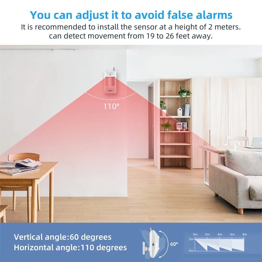 KERUI-무선 지능형 PIR 모션 센서 알람 감지기, 433MHz W18 W20 와이파이 GSM 홈 도난 경보 시스템 보안