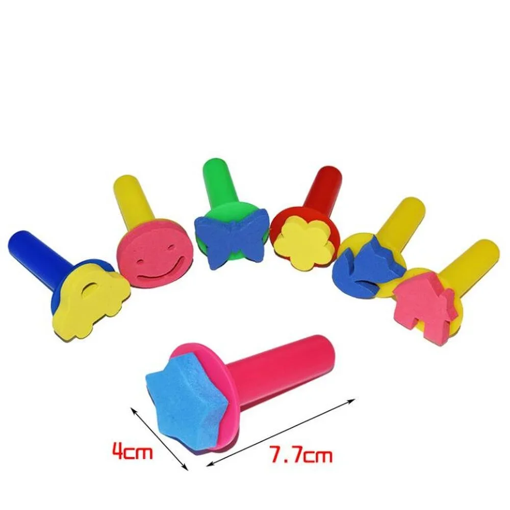 어린이 드로잉 완구 세트, DIY 스폰지 페인팅 브러시 스폰지 스탬프, 스텐실 씰, 어린이 미술 공예 학습 교육 완구, 3 개