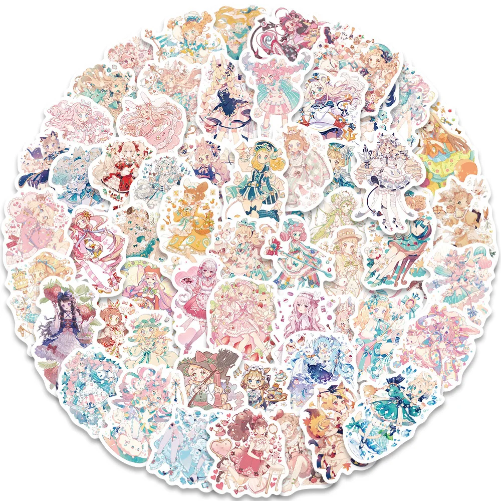 10/30/60pcs Kawaii 애니메이션 로리타 소녀 스티커 귀여운 만화 스티커 어린이 노트북 노트북 수하물 방수 스티커