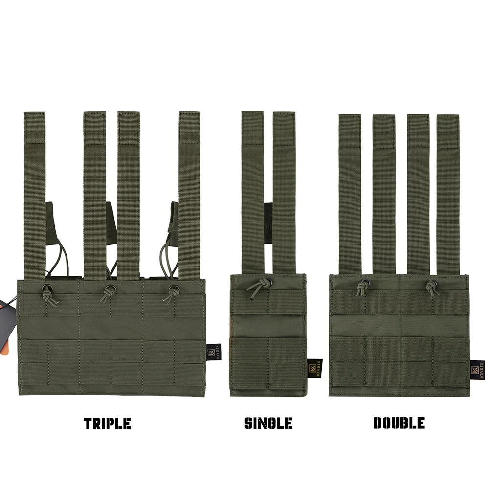 KRYDEX 전술 MOLLE 5.56mm 매그 파우치, 싱글, 더블, 트리플 오픈 탑 MOLLE 스트랩 매거진 파우치, M4 M16 군사 액세서리