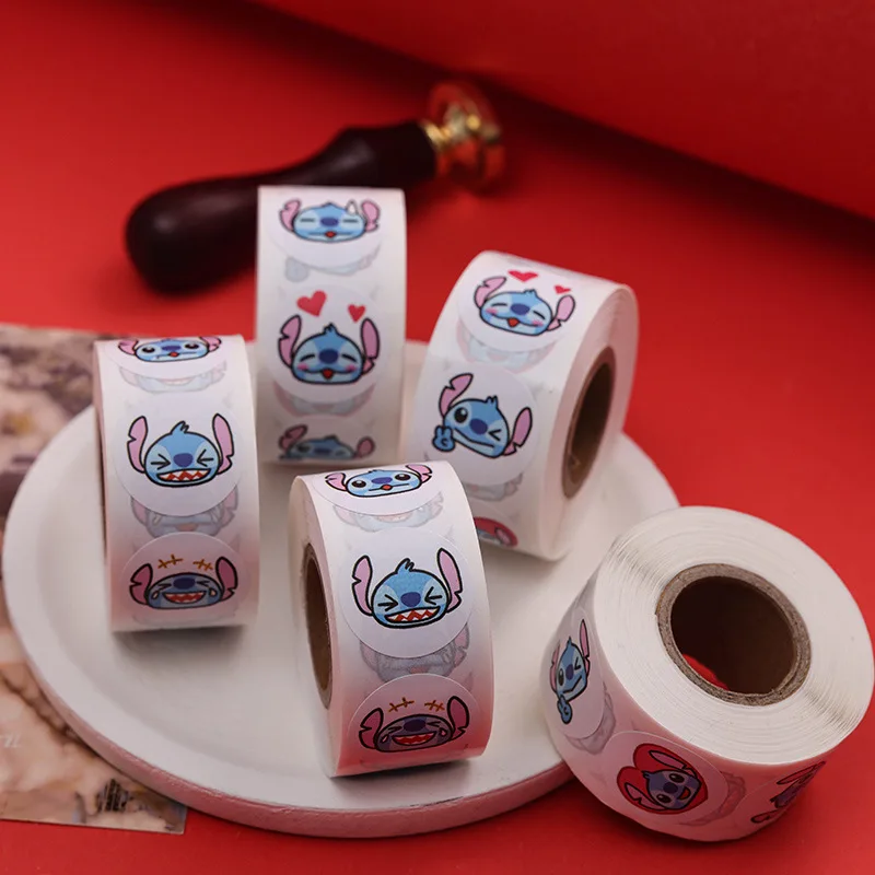 디즈니 Lilo 및 스티치 접착 테이프, 귀여운 애니메이션 피규어 마스킹 테이프, DIY 종이 스티커, 학생 문구, 어린이 장난감, 500 매