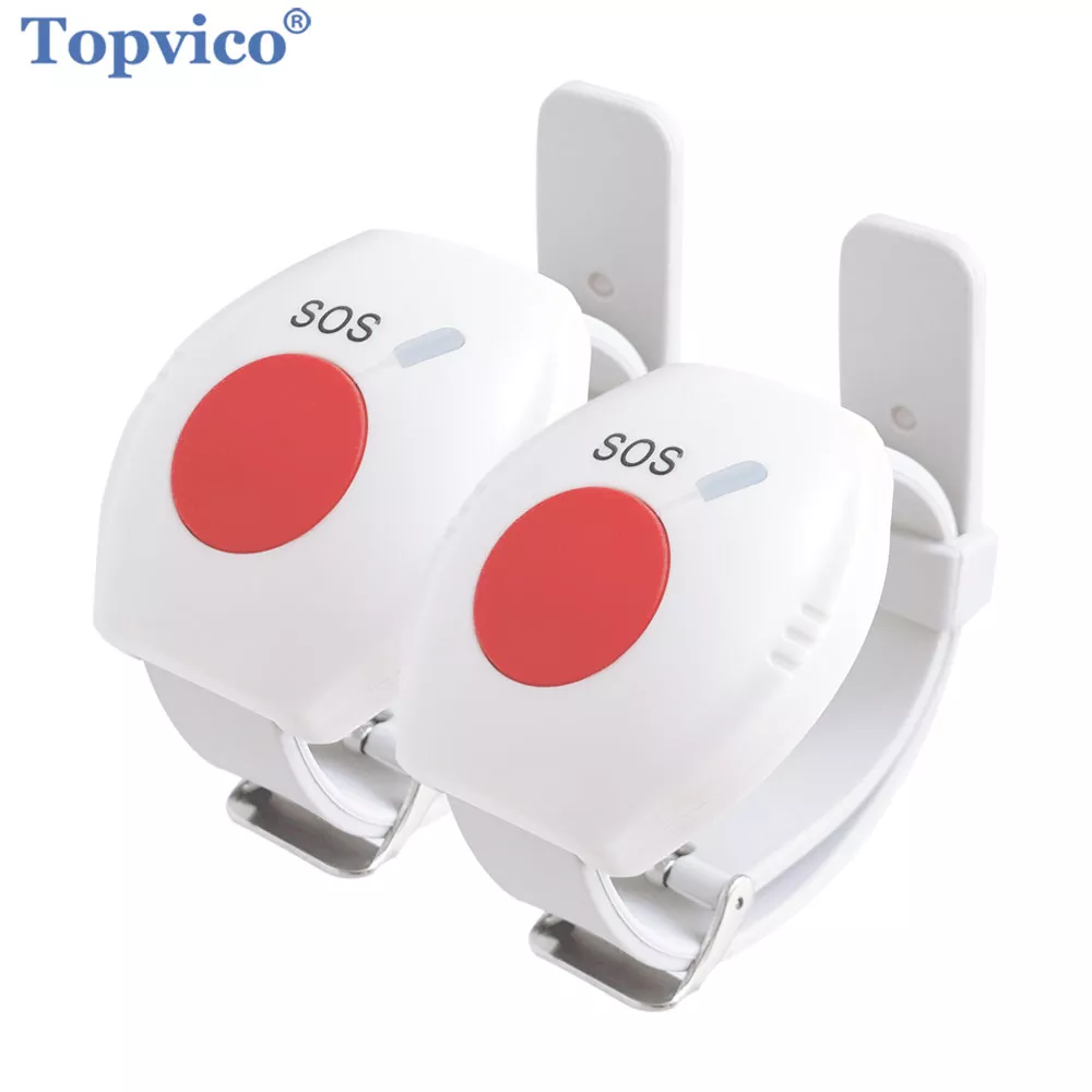 Topvico 노인용 홈 보안 경보 시스템, 패닉 단추, RF 433mhz SOS 비상 단추 알람 시계 팔찌, 1 개, 2 개 title=Topvico 노인용 홈 보안 경보 시스템, 패닉 단추, RF 433mhz SOS 비상 단추 알람 시계 팔찌, 1 개, 2 개 