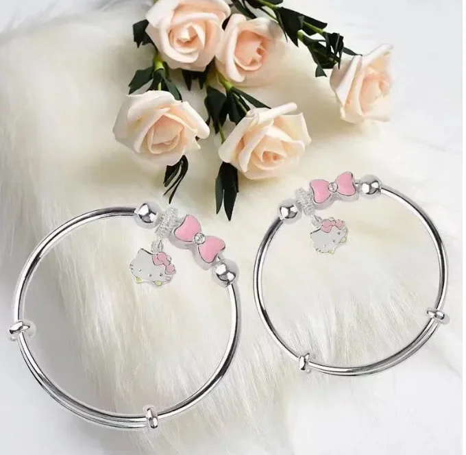 헬로키티 Y2k 조절식 펜던트 팔찌, 귀여운 팔찌, 만화 패션 소녀 쥬얼리, 생일 크리스마스 여자 선물, 2024 신제품
